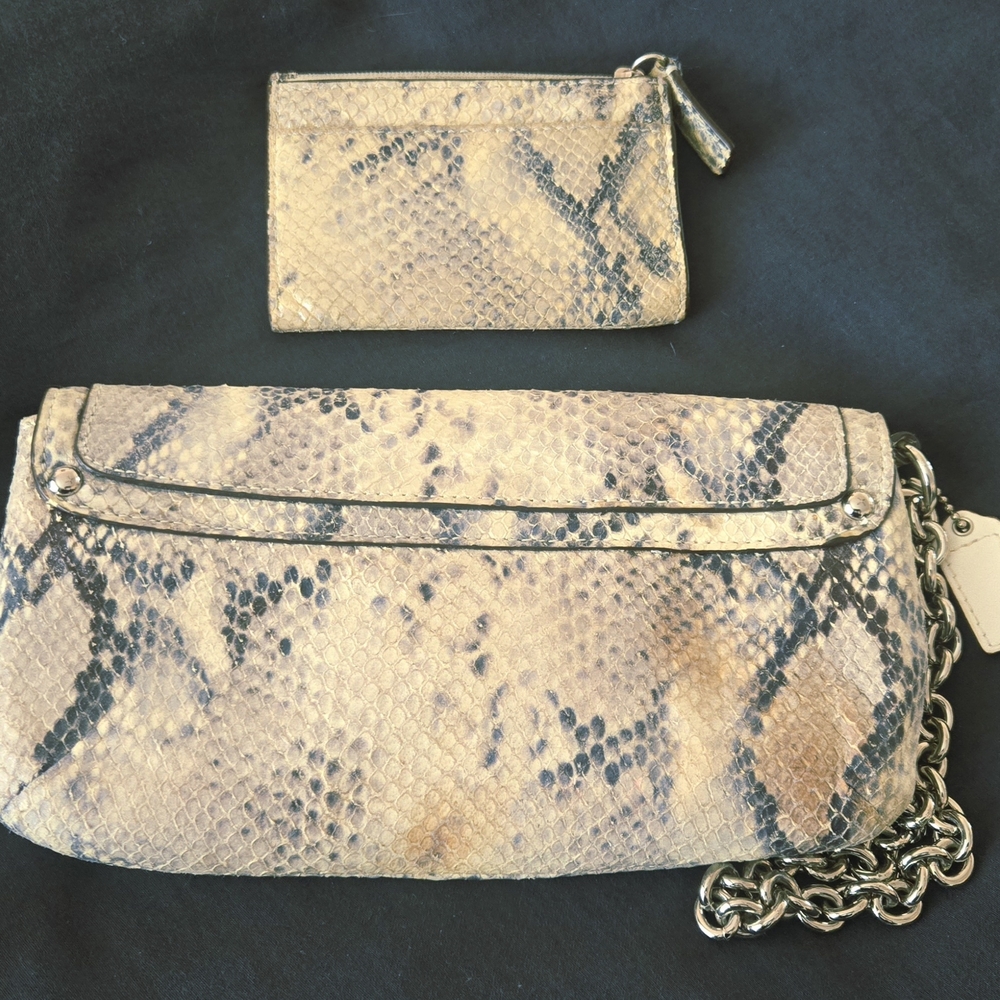 Coach Embossed Python Clutch With Coin Purse - image 2